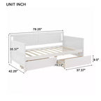 Bellemave Lettino singolo con 2 cassetti portaoggetti, divano letto in legno massello di pino, design salvaspazio per camera da letto o soggiorno, bianco