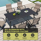 Set da pranzo da esterno in alluminio Crestlive Products con tavolo da pranzo da giardino e classiche poltrone con braccioli per 6-10 persone, per esterni