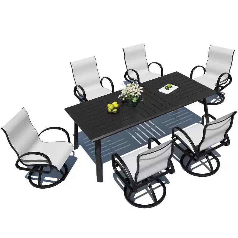 Set da pranzo da esterno in alluminio Crestlive Products con tavolo da pranzo da giardino e classiche poltrone con braccioli per 6-10 persone, per esterni