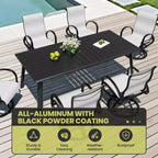 Set da pranzo da esterno in alluminio Crestlive Products con tavolo da pranzo da giardino e classiche poltrone con braccioli per 6-10 persone, per esterni