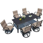 Set da pranzo da esterno in alluminio Crestlive Products con tavolo da pranzo da giardino e classiche poltrone con braccioli per 6-10 persone, per esterni