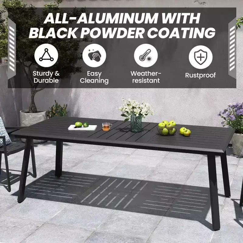 Set da pranzo da esterno in alluminio Crestlive Products con tavolo da pranzo da giardino e classiche poltrone con braccioli per 6-10 persone, per esterni