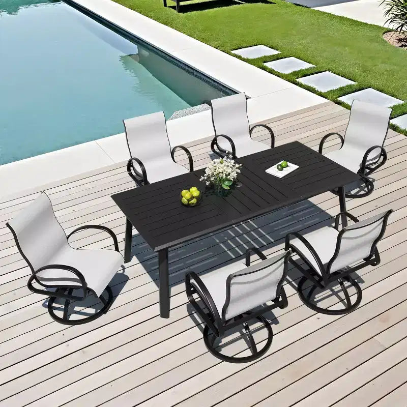 Set da pranzo da esterno in alluminio Crestlive Products con tavolo da pranzo da giardino e classiche poltrone con braccioli per 6-10 persone, per esterni