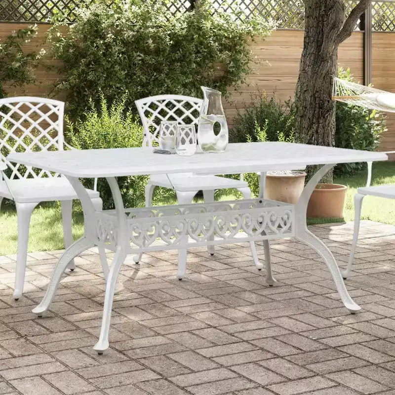vidaXL Tavolo da giardino bianco in alluminio pressofuso 150x90x72 cm Robusto