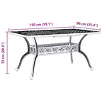 vidaXL Tavolo da giardino bianco in alluminio pressofuso 150x90x72 cm Robusto