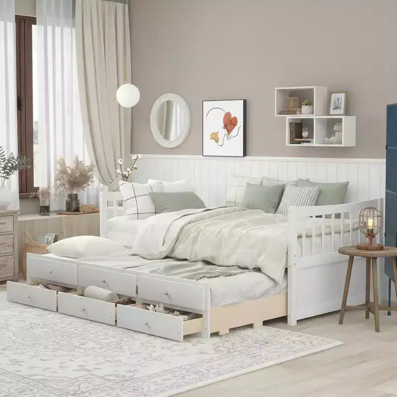 Polibi letto singolo e piazza e mezza con letto estraibile e cassetti contenitore