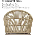 Set da pranzo da patio PURPLE LEAF con tavolo da pranzo da esterno in alluminio e sedie in rattan intrecciato, set di mobili moderni per giardino, cortile, arredamento da interni, colore champagne