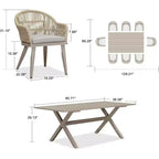 Set da pranzo da patio PURPLE LEAF con tavolo da pranzo da esterno in alluminio e sedie in rattan intrecciato, set di mobili moderni per giardino, cortile, arredamento da interni, colore champagne