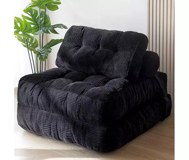 Poltrona Letto Pieghevole Trasformabile con Cuscini e Schienale, Materasso da Pavimento Portatile Singolo per Soggiorno Camera da Letto Ospiti
