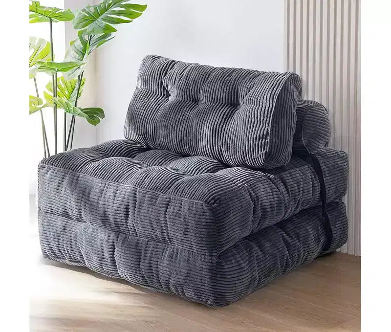 Poltrona Letto Pieghevole Trasformabile con Cuscini e Schienale, Materasso da Pavimento Portatile Singolo per Soggiorno Camera da Letto Ospiti