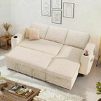 Dyonery Divano Letto a 3 Posti 81" con Letto Estraibile, Divano Letto Componibile a L con Chaise Longue Reversibile con Contenitore