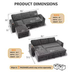 Dyonery Divano Letto a 3 Posti 81" con Letto Estraibile, Divano Letto Componibile a L con Chaise Longue Reversibile con Contenitore