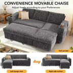 Dyonery Divano Letto a 3 Posti 81" con Letto Estraibile, Divano Letto Componibile a L con Chaise Longue Reversibile con Contenitore