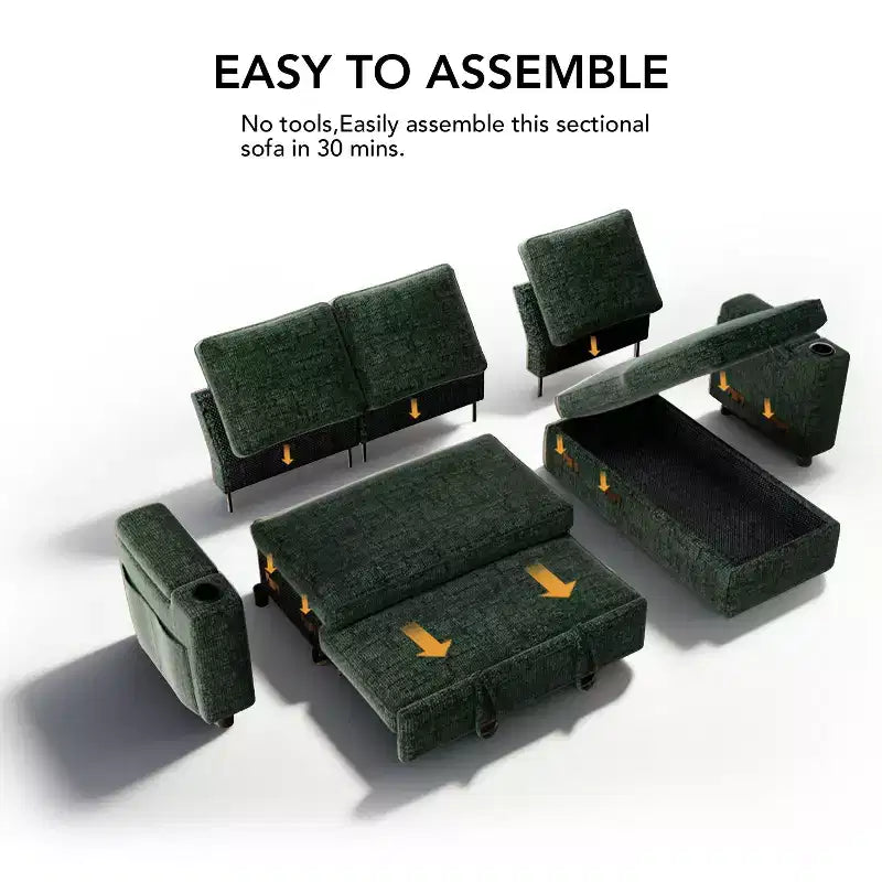 Dyonery Divano Letto a 3 Posti 81" con Letto Estraibile, Divano Letto Componibile a L con Chaise Longue Reversibile con Contenitore