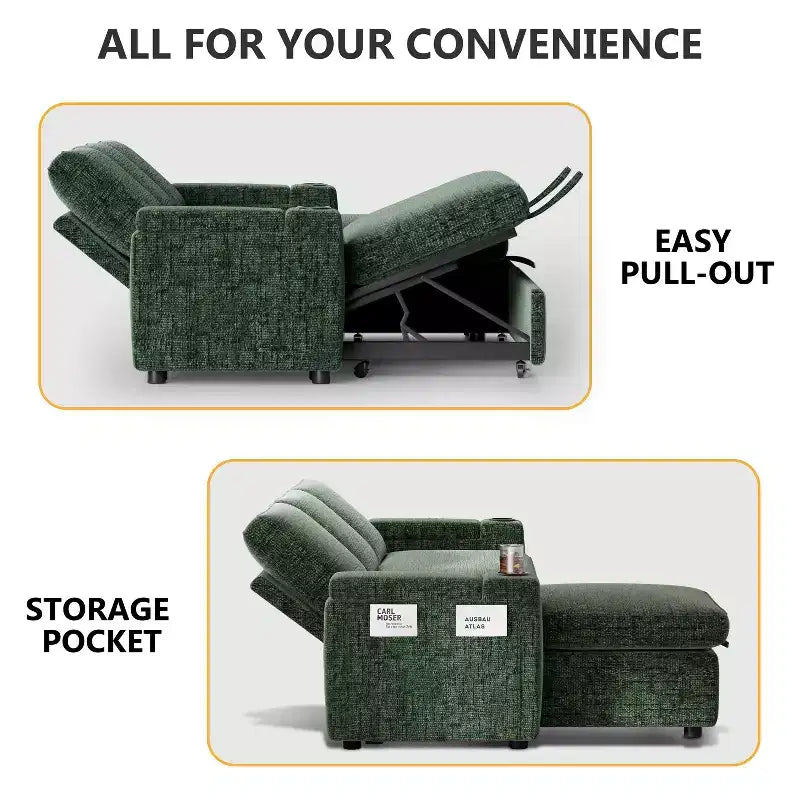 Dyonery Divano Letto a 3 Posti 81" con Letto Estraibile, Divano Letto Componibile a L con Chaise Longue Reversibile con Contenitore
