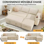 Dyonery Divano Letto a 3 Posti 81" con Letto Estraibile, Divano Letto Componibile a L con Chaise Longue Reversibile con Contenitore