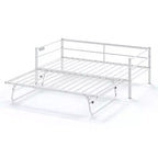 Divano letto singolo Karl Home in metallo resistente con letto estraibile a scomparsa, nessuna base a molle richiesta, bianco