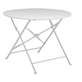 HomeRoots 36 White Rounded Aluminum Folding Outdoor Dining Table with Umbrella Hole