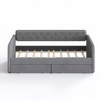 Letto a una piazza e mezza Karl Home Gray Twin Daybed con rivestimento in ciniglia e cassetti portaoggetti