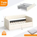 Letto a una piazza e mezza Karl Home Gray Twin Daybed con rivestimento in ciniglia e cassetti portaoggetti