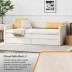 Letto a una piazza e mezza Karl Home Gray Twin Daybed con rivestimento in ciniglia e cassetti portaoggetti
