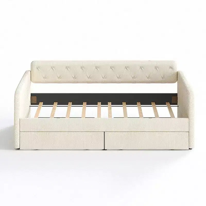 Letto a una piazza e mezza Karl Home Gray Twin Daybed con rivestimento in ciniglia e cassetti portaoggetti
