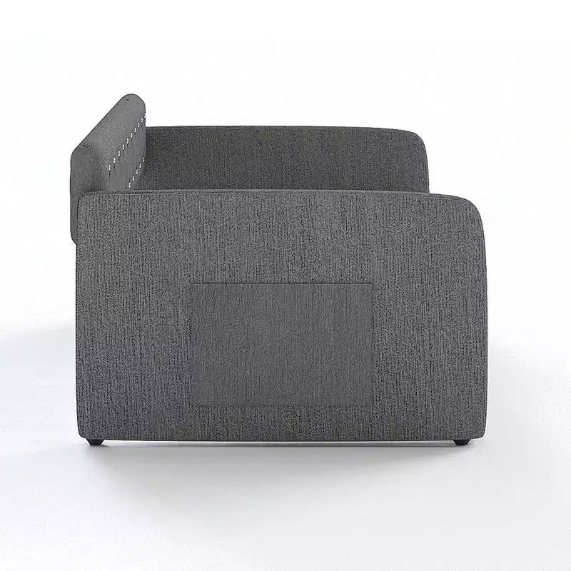 Letto a una piazza e mezza Karl Home Gray Twin Daybed con rivestimento in ciniglia e cassetti portaoggetti