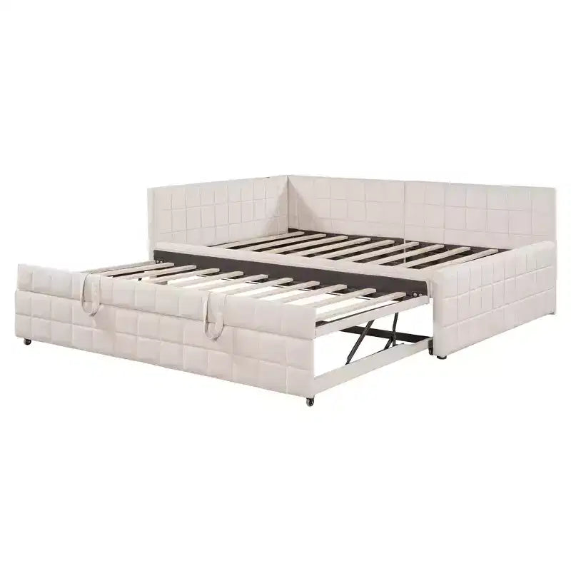 Divano letto angolare imbottito Luxystar Full Size con letto estraibile a scomparsa e porte USB