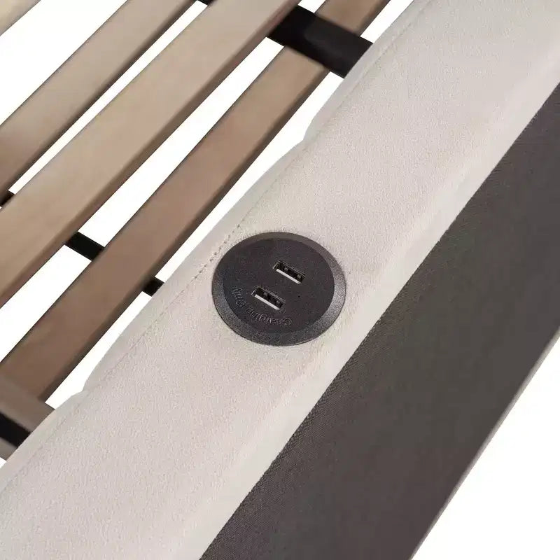Divano letto angolare imbottito Luxystar Full Size con letto estraibile a scomparsa e porte USB