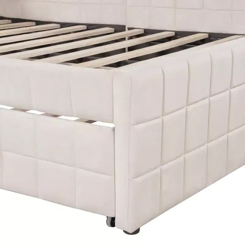 Divano letto angolare imbottito Luxystar Full Size con letto estraibile a scomparsa e porte USB