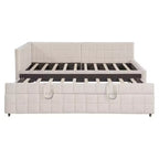 Divano letto angolare imbottito Luxystar Full Size con letto estraibile a scomparsa e porte USB