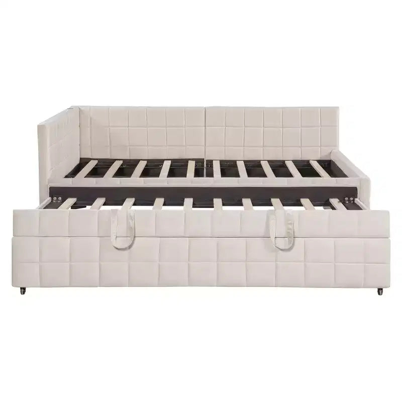 Divano letto angolare imbottito Luxystar Full Size con letto estraibile a scomparsa e porte USB