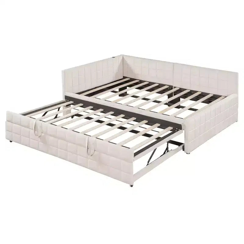 Divano letto angolare imbottito Luxystar Full Size con letto estraibile a scomparsa e porte USB