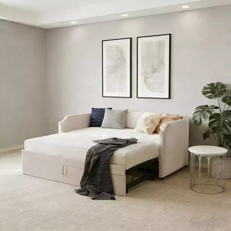 Divano letto imbottito Luxystar Twin to King con letto estraibile a scomparsa per soggiorno