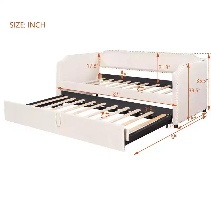 Divano letto imbottito Luxystar Twin to King con letto estraibile a scomparsa per soggiorno