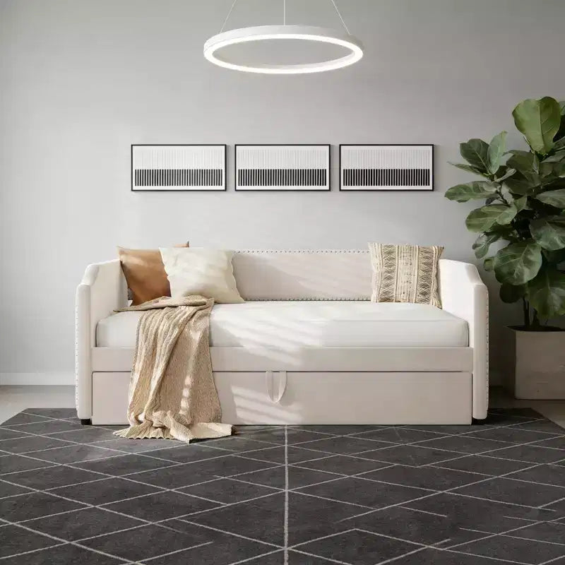 Luxystar Twin To King Upholstered Daybed With Pop Up Trundle for Living Room