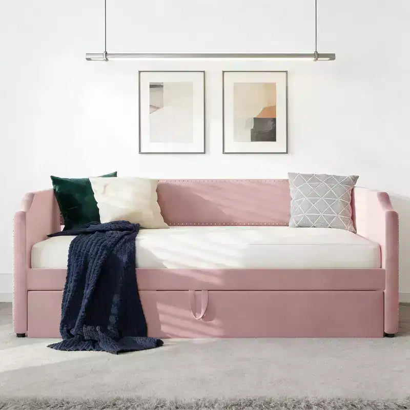 Divano letto imbottito Luxystar Twin to King con letto estraibile a scomparsa per soggiorno