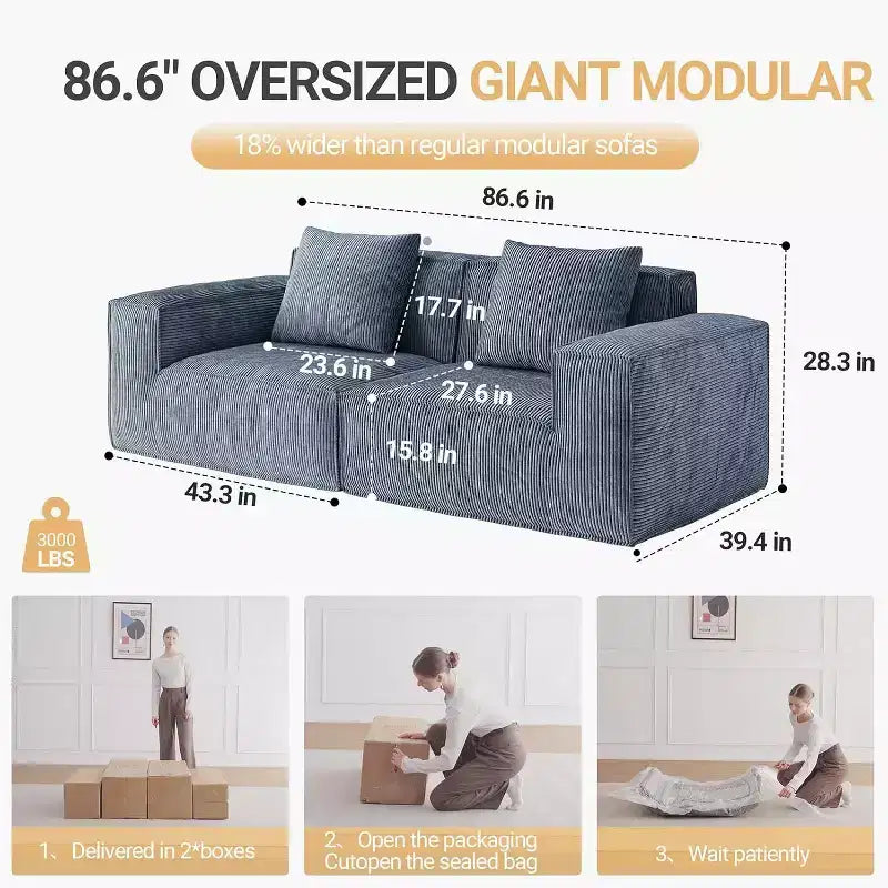 Divano componibile Cloud, divano convertibile a blocchi di tofu, divano letto da pavimento con braccioli comodi, per soggiorno e camera da letto