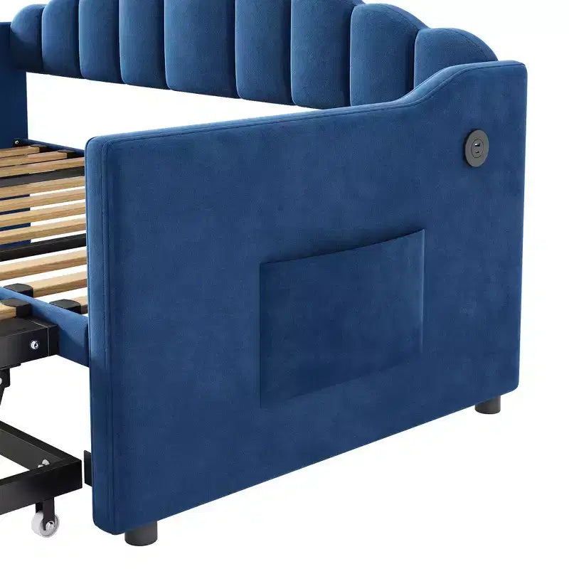 Struttura letto a giorno singola Whisen con letto estraibile a scomparsa ad altezza regolabile, 2 tasche laterali
