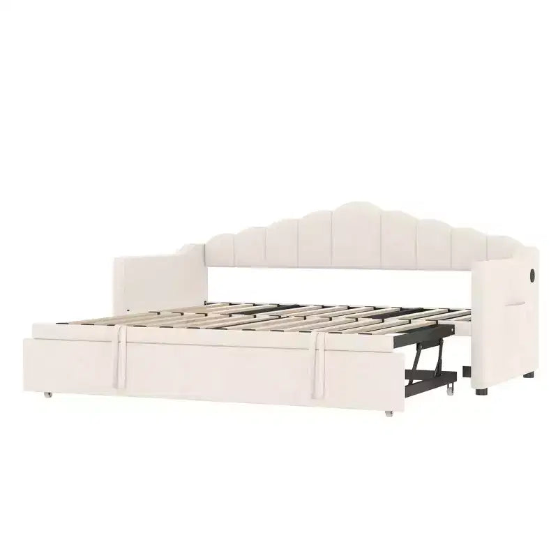 Struttura letto a giorno singola Whisen con letto estraibile a scomparsa ad altezza regolabile, 2 tasche laterali