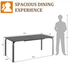 Tavolo da pranzo da esterno moderno da 71 pollici con foro per ombrellone - Tavolo da patio in alluminio, design resistente alle intemperie e alla ruggine per ristoranti, cortili, a bordo piscina