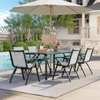 Tavolo da pranzo da esterno moderno da 71 pollici con foro per ombrellone - Tavolo da patio in alluminio, design resistente alle intemperie e alla ruggine per ristoranti, cortili, a bordo piscina