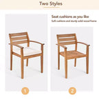 Set da pranzo da esterno CLIHOME in legno per 7-8 persone, mobili da pranzo da esterno con cuscini rimovibili, sedie e panca ergonomiche