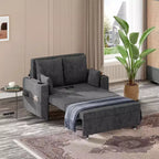 Divano Letto Convertibile, Divano Letto Estraibile da 56 Pollici, Divano Letto a 2 Posti con 4 Cuscini, Ricarica USB, Portabicchieri, Tasche Laterali per Soggiorno, Camera da Letto