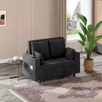 Divano Letto Convertibile, Divano Letto Estraibile da 56 Pollici, Divano Letto a 2 Posti con 4 Cuscini, Ricarica USB, Portabicchieri, Tasche Laterali per Soggiorno, Camera da Letto