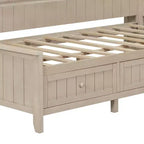 Divano letto GDFStudio Simmons in legno con mensole e 3 cassetti