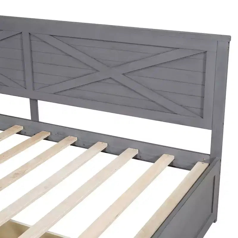 Daybed in legno per letto singolo Clihome con 2 cassetti e sponda rustica