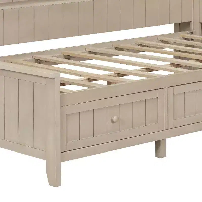 Clihome Letto a Giorno in Legno Misura Doppia con Ripiani Portaoggetti e 3 Cassetti