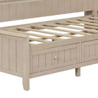 Clihome Letto a Giorno in Legno Misura Doppia con Ripiani Portaoggetti e 3 Cassetti