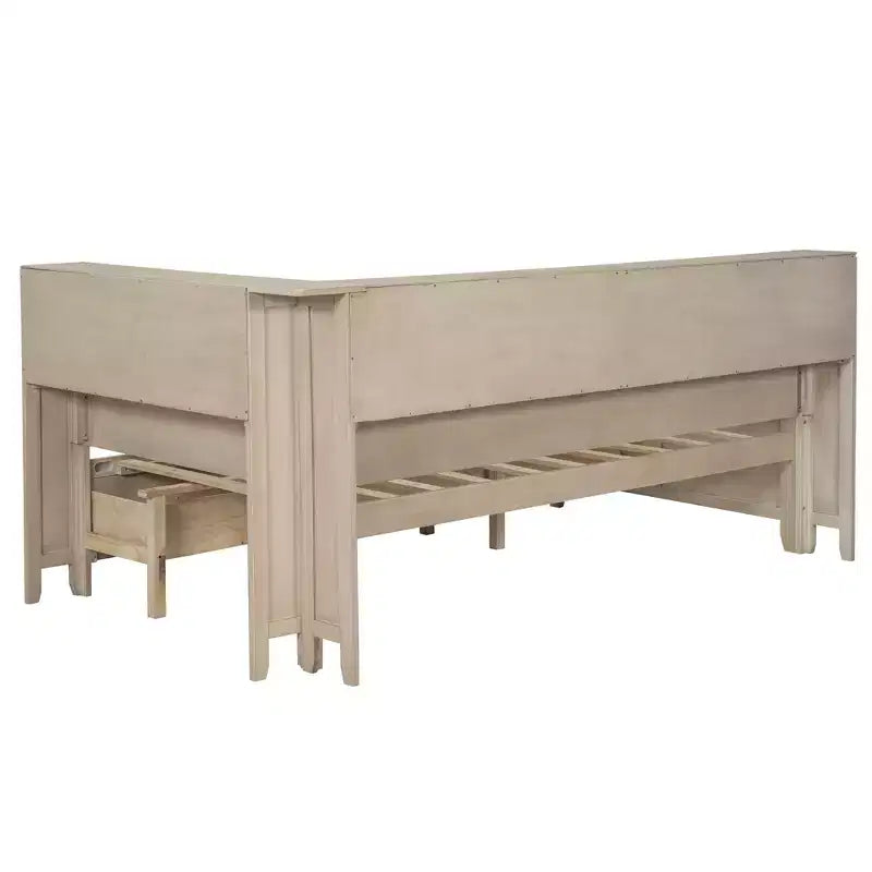 Clihome Letto a Giorno in Legno Misura Doppia con Ripiani Portaoggetti e 3 Cassetti